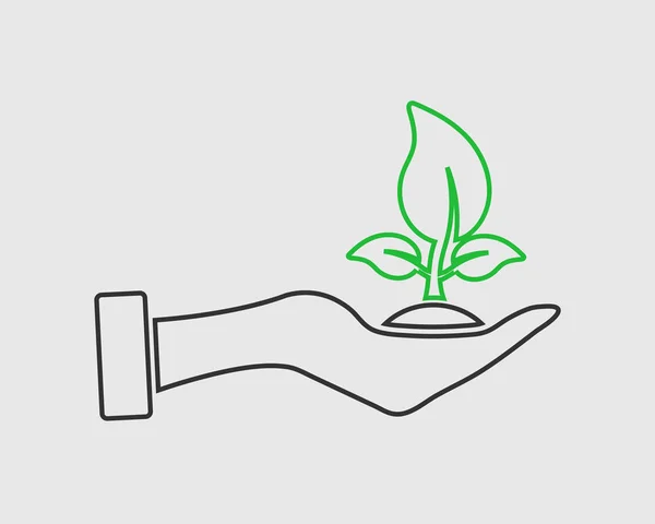 Spara Plant line-ikonen på grå bakgrund — Stock vektor