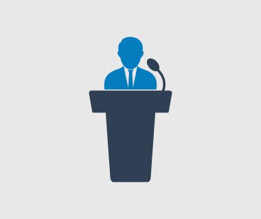 Gri arka planda hoparlör simgesi. Düz stil vektör EPS.