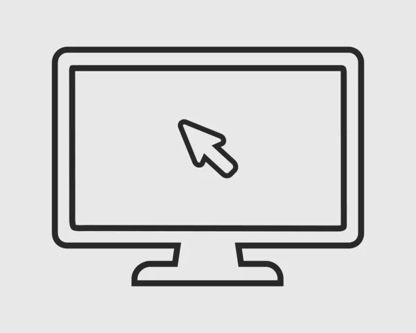 Icona della linea del cursore del mouse sul monitor del computer — Vettoriale Stock