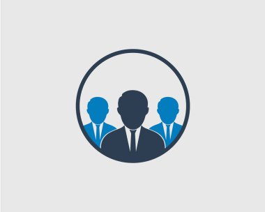 Kurumsal Takım Simgesi. İşçiler liderin arkasında..