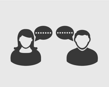 Gri arka planda çevrimiçi sohbet simgesi.