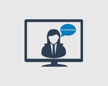 Gri arka planda çevrimiçi sohbet simgesi.