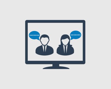 Gri arka planda çevrimiçi sohbet simgesi.