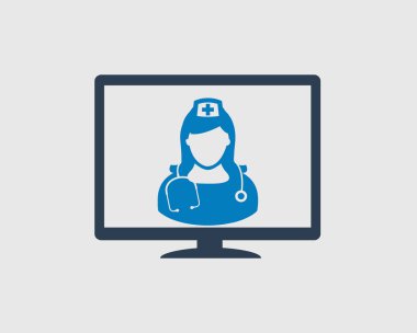 Doktor, Hemşire gri arka planda simgesi