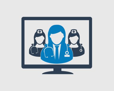 Doktor, Hemşire gri arka planda simgesi