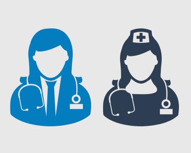 Doktor, Hemşire gri arka planda simgesi