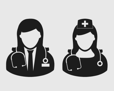 Doktor, Hemşire gri arka planda simgesi