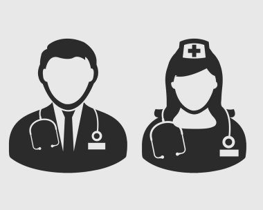 Doktor, Hemşire gri arka planda simgesi