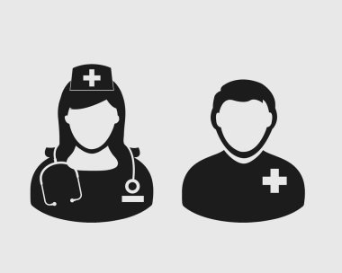 Doktor, Hemşire gri arka planda simgesi
