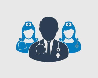 Doktor, Hemşire gri arka planda simgesi