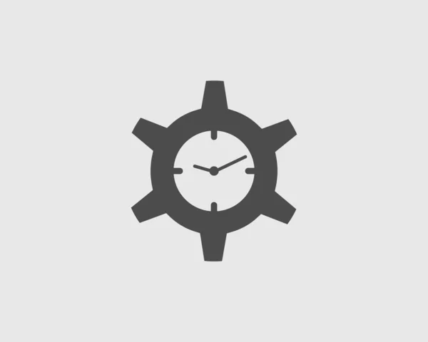 Icône Temps Sur Fond Gris Avec Symbole Engrenage — Image vectorielle