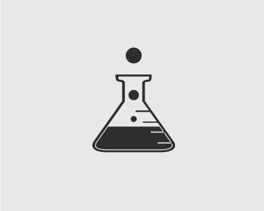 Gri arka planda kimyasal Flask simgesi.