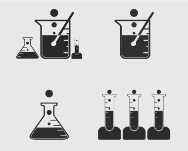 Laboratuvar elemanları simgeler seti. 