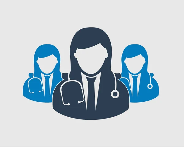 Ärzteteam Ikone Auf Grauem Hintergrund — Stockvektor