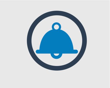 Gri arka planda çan simgesi. 