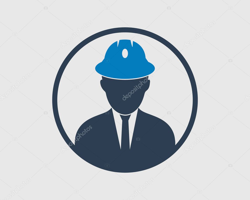 Worker Icon on gray background. 