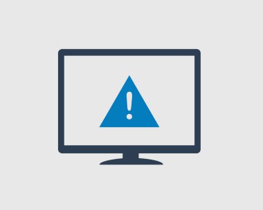 Gri arka planda bilgisayar hatası alarmı simgesi.