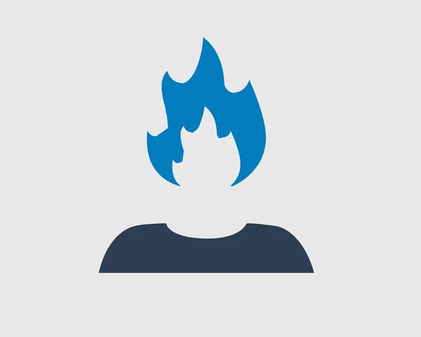 Danger Man Icon Fire Symbol Human Body — Stock Vector