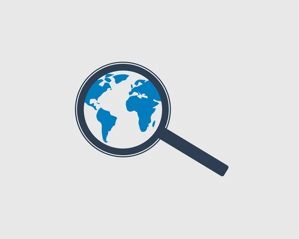 Icône Recherche Avec Symbole Globe Sur Fond Gris — Image vectorielle