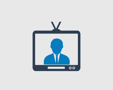 Gri arka planda televizyon haberleri okuyucu simgesi. 
