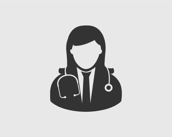 Θηλυκό Γιατρό Icon Γκρι Φόντο — Διανυσματικό Αρχείο