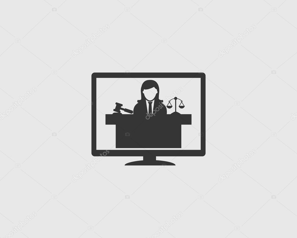 Online Legal Help Icon on gray Background.