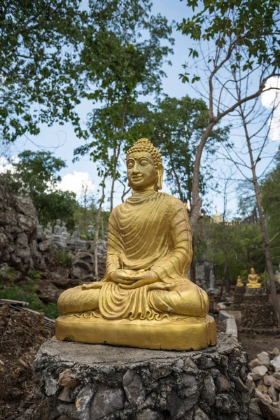 Der Natur Norden Thailands Steht Ein Buddha Auf Einer Steinplattform — Stockfoto