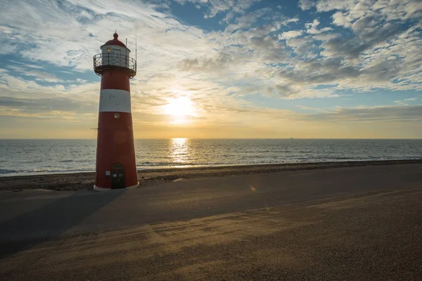 Phare Est Situé Aux Pays Bas Westkapelle Bord Mer — Photo