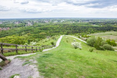 Bir tepede doğada bir merdiven var.