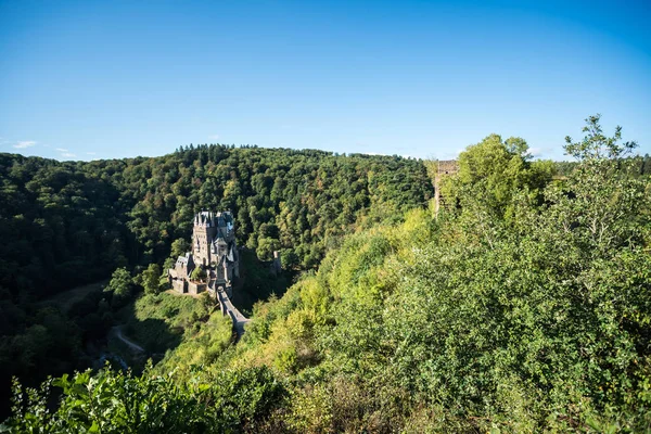 in the eve at the Eltz Castle with a beautiful blue sky
