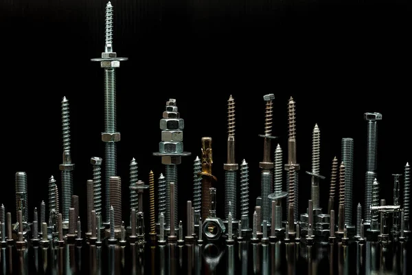 Metal city, city made with screws and bolts