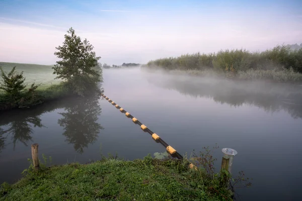 Par Une Matinée Brumeuse Dans Nature Sur Eau — Photo