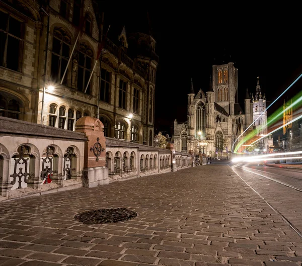 Belfry Est Une Des Trois Tours Gand — Photo