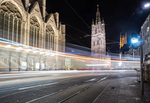 Glockenturm Ist Einer Der Drei Türme Von Gent — Stockfoto