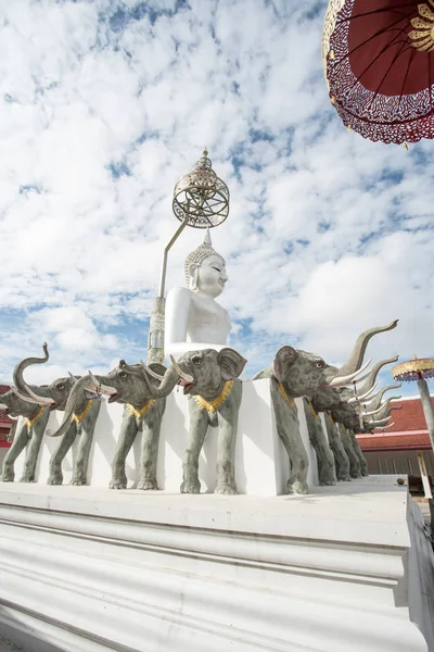 Sulla Cima Una Montagna Tempio Buddista Con Grande Buddha Bianco — Foto Stock