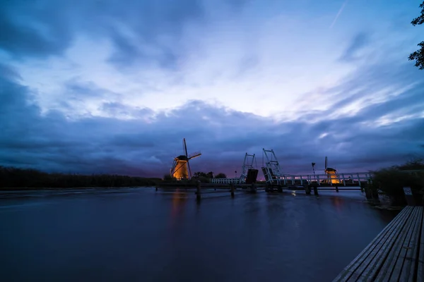 Drawbridge at a windmill — Stock Photo, Image