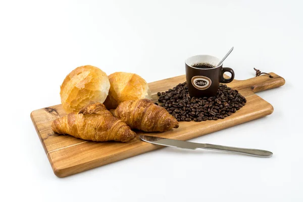 Sert Rulo Dutch Pistolee Croissant Whit Coffee — Stok fotoğraf