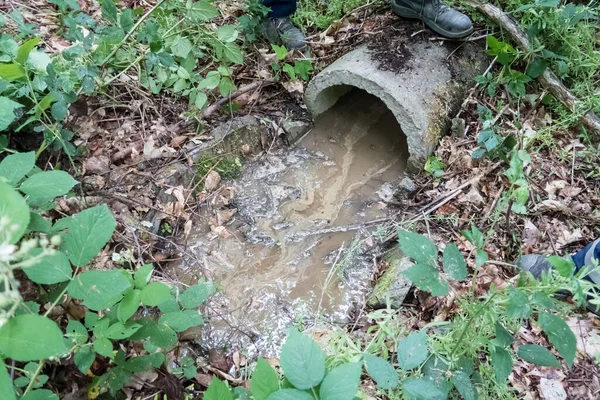 There is a sewer system in the ground that needs to be checked to make sure there are no blockages. — Stock Image Sewer System Ground Needs Checked Make Sure Blockages Stock Picture