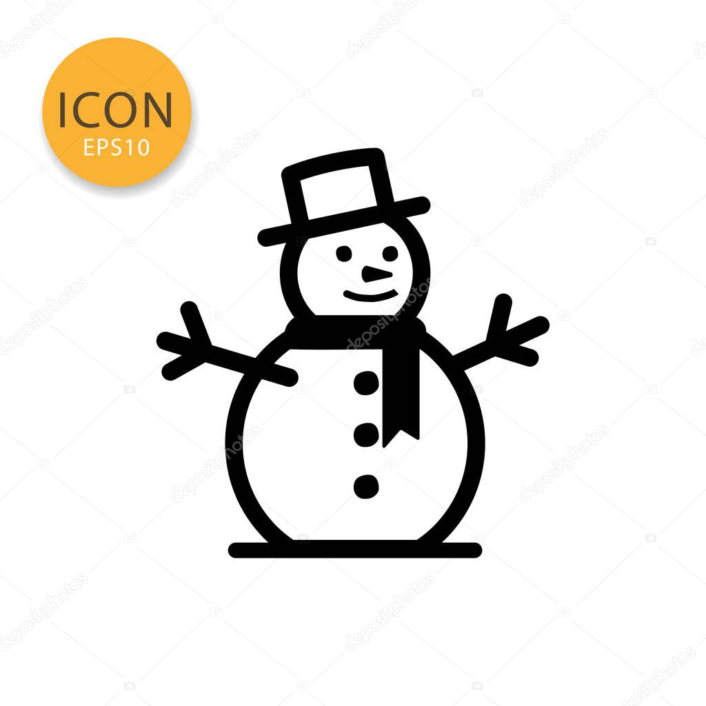 Snowman icon flat style in black color vector illustration on white background.