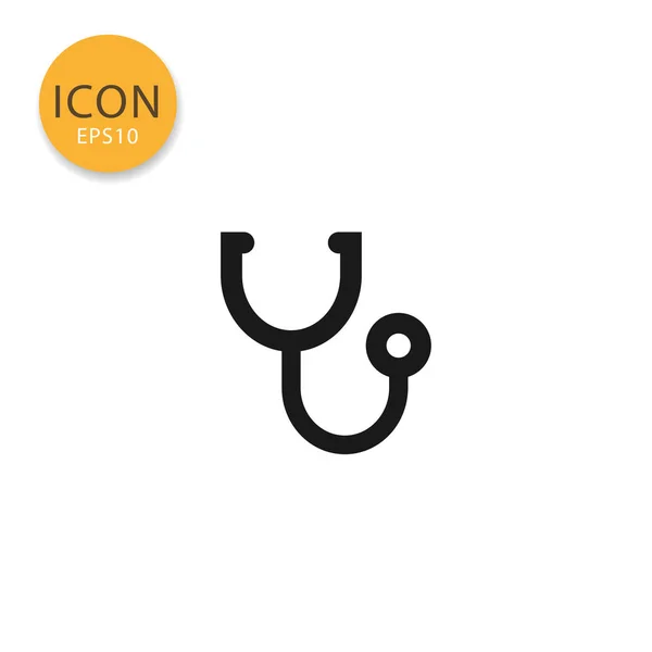 Stethoscope Icon Flat Style Black Color Vector Illustration White Background — Stock Vector