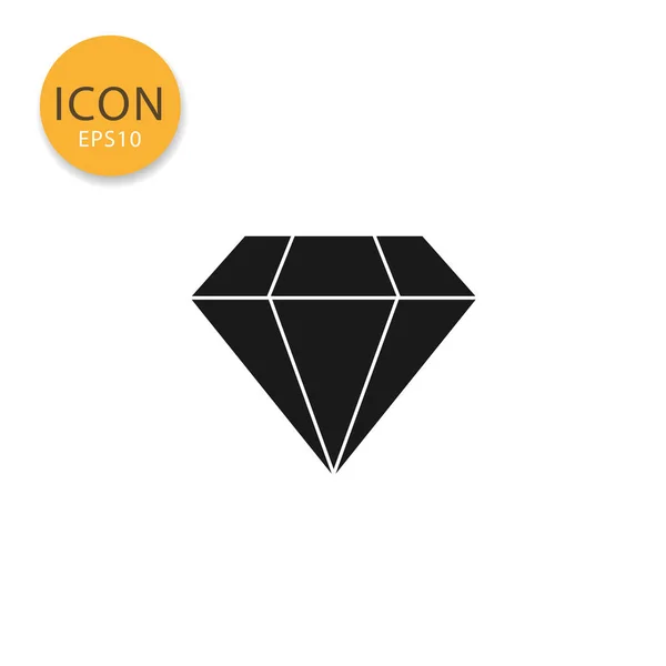 Icona Diamante Stile Piatto Colore Nero Vettoriale Illustrazione Sfondo Bianco — Vettoriale Stock