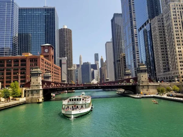 Chicago Város Gyönyörű Vízparti Jogdíjmentes Stock Képek