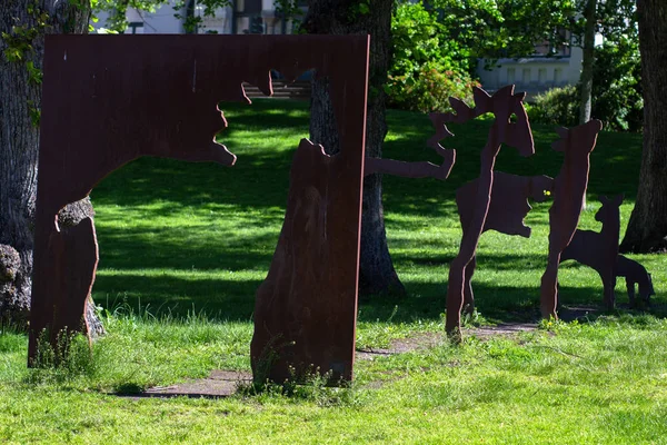 Sculpture of the deer axis in Fredrikstad Norway — Stock Photo, Image