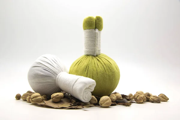 Herbal Compress Ball on white background/Used to compress the body.