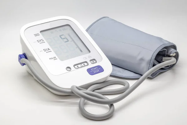 High Blood Pressure Digital Monitor White Background — Stock Photo, Image