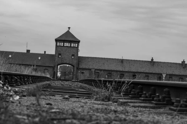 Auschwitz Birkenau Oswiecem Polen Huvudentrén — Stockfoto