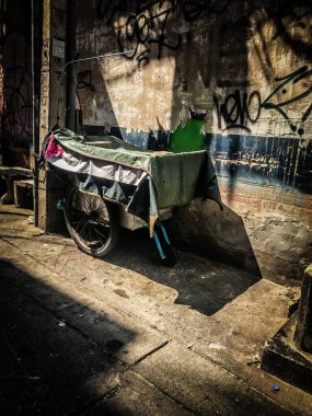 Tayland Bangkok, 27 Kasım 2018 Eski Ulaşım duvar arka plan lı tekstil kaplı.