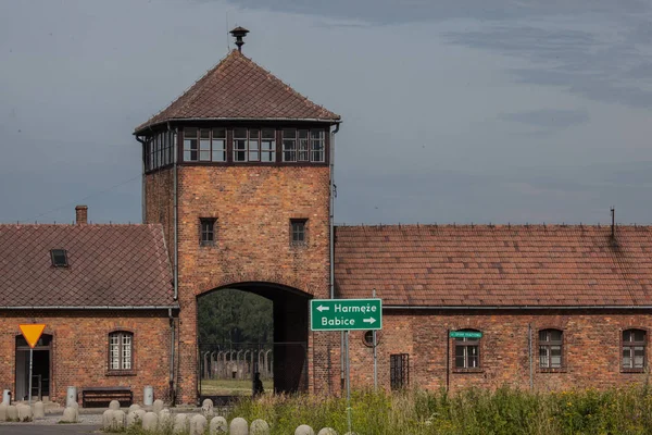 Ana Giriş Auschwitz Birkenau Oswiecem Polonya — Stok fotoğraf