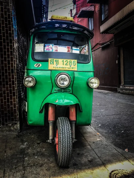 Thailand Bangkok November 2018 Groene Tuk Tuk Close — Stockfoto