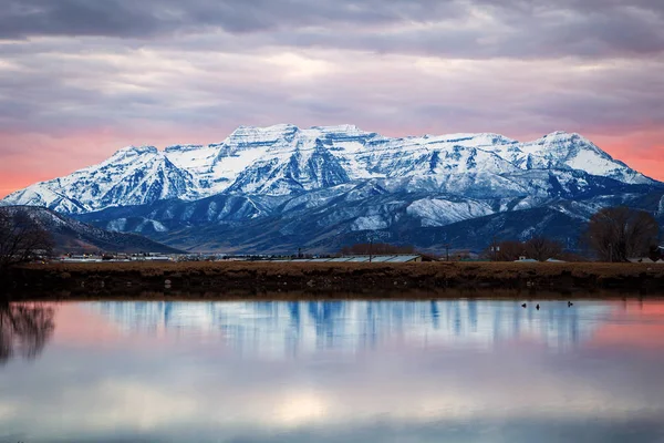 Winter sunset at Deer Creek, Utah, USA